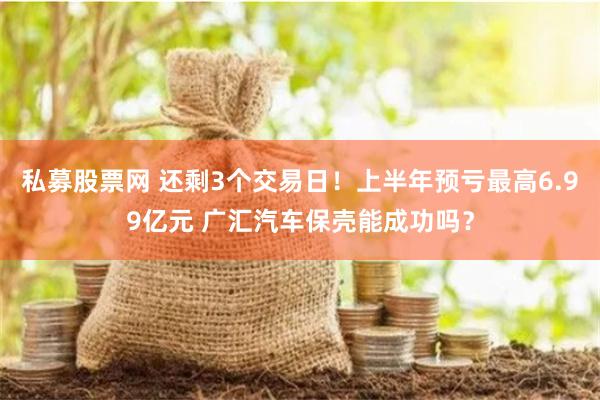 私募股票网 还剩3个交易日！上半年预亏最高6.99亿元 广汇汽车保壳能成功吗？